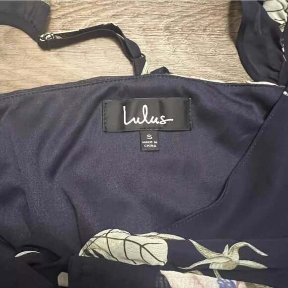 NEW Lulu's All Mine Navy Blue Floral Print High-Low Wrap Dress Size Small NWT - Picture 7 of 9